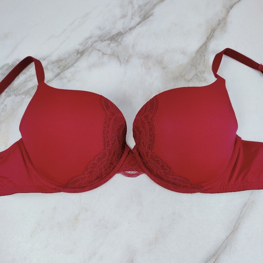 Auden The Radiant Burgundy Lace Push Up Bra, Sz 38C
